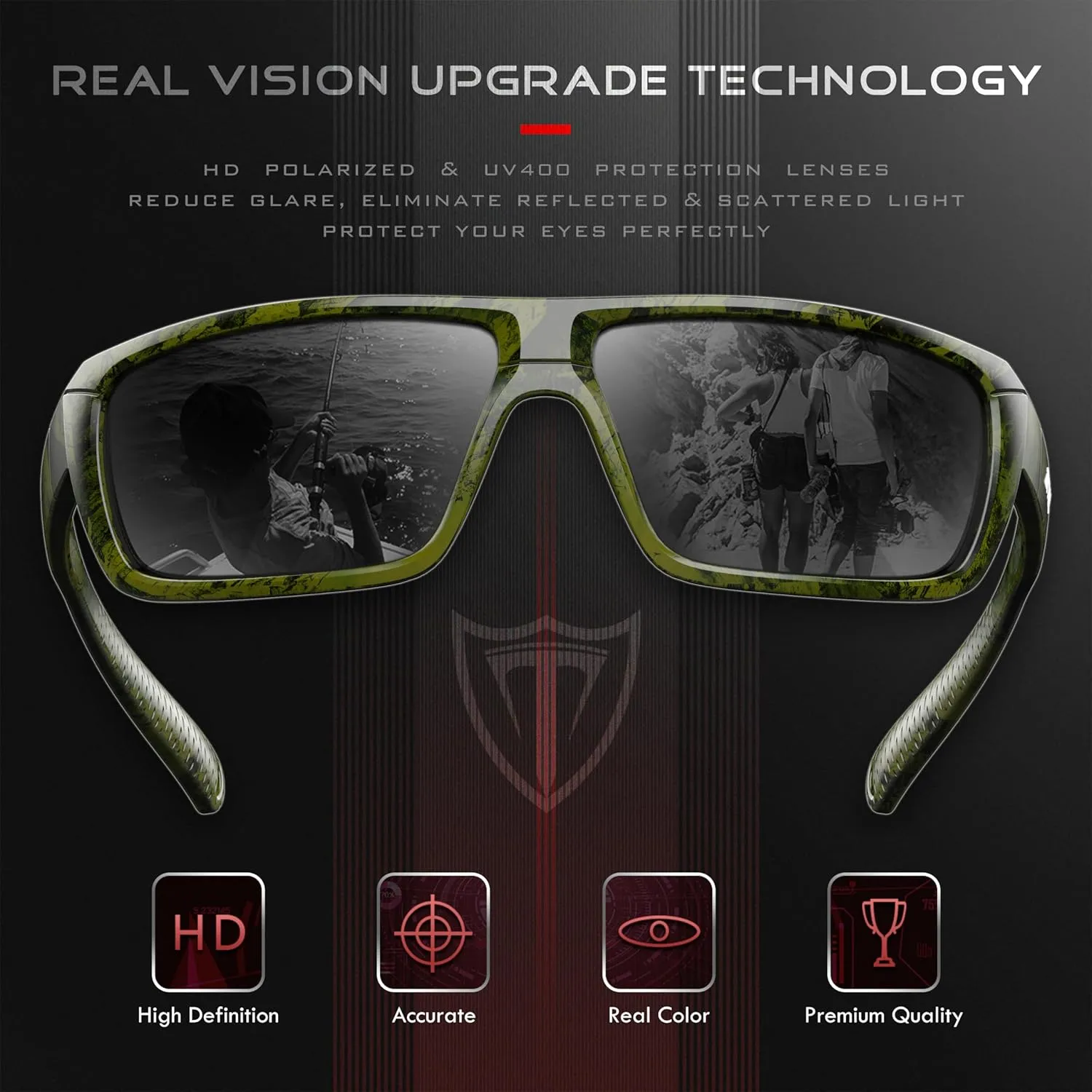 ATTCL Polarized Wrap Sunglasses For Men - Fishing Sports Glasses UV Protection