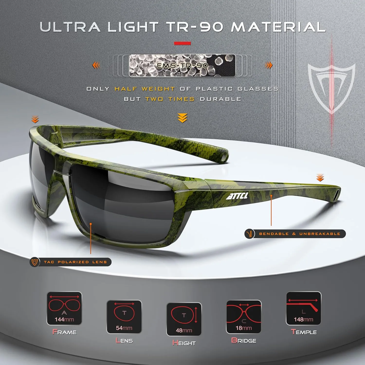ATTCL Polarized Wrap Sunglasses For Men - Fishing Sports Glasses UV Protection