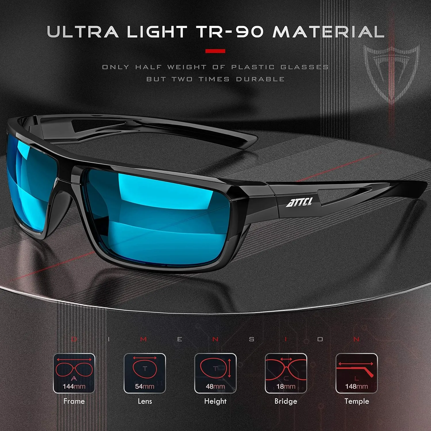 ATTCL Sports Polarized Sunglasses For Men Cycling Driving Fishing 100% UV Protection