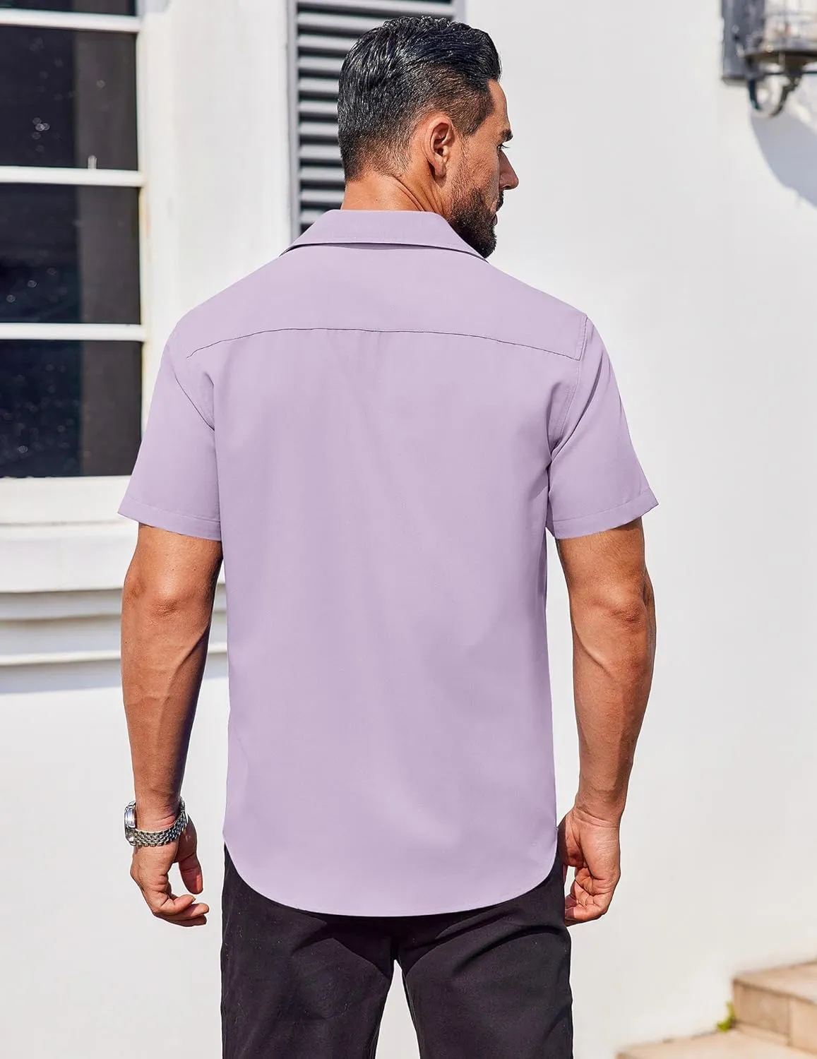 COOFANDY Men's Button Down Shirts Stain Shield Dress Shirts Short Sleeve Summer Business Casual Shirts