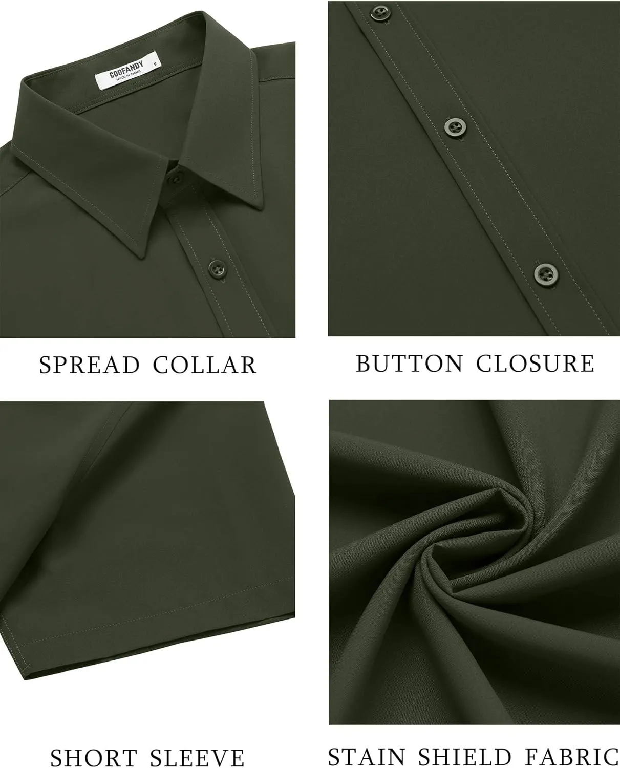 COOFANDY Men's Button Down Shirts Stain Shield Dress Shirts Short Sleeve Summer Business Casual Shirts