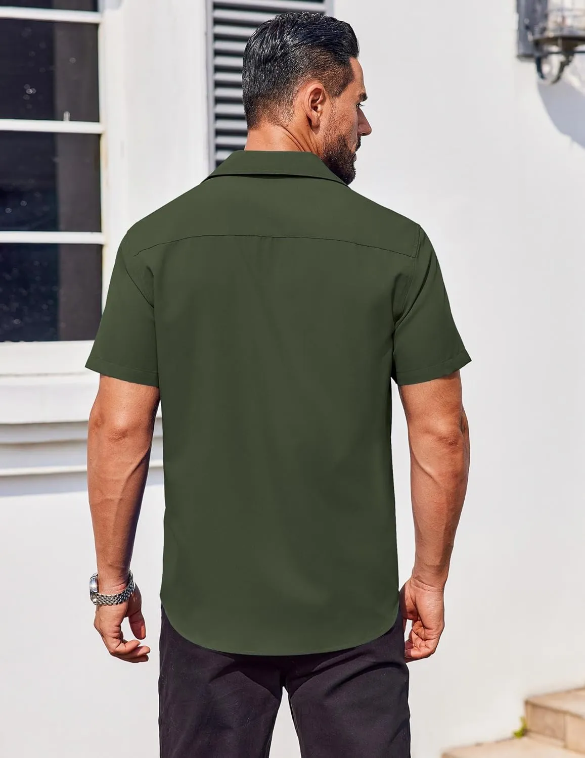 COOFANDY Men's Button Down Shirts Stain Shield Dress Shirts Short Sleeve Summer Business Casual Shirts