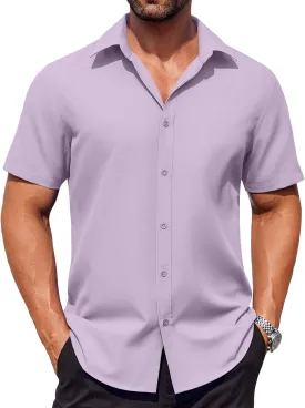 COOFANDY Men's Button Down Shirts Stain Shield Dress Shirts Short Sleeve Summer Business Casual Shirts