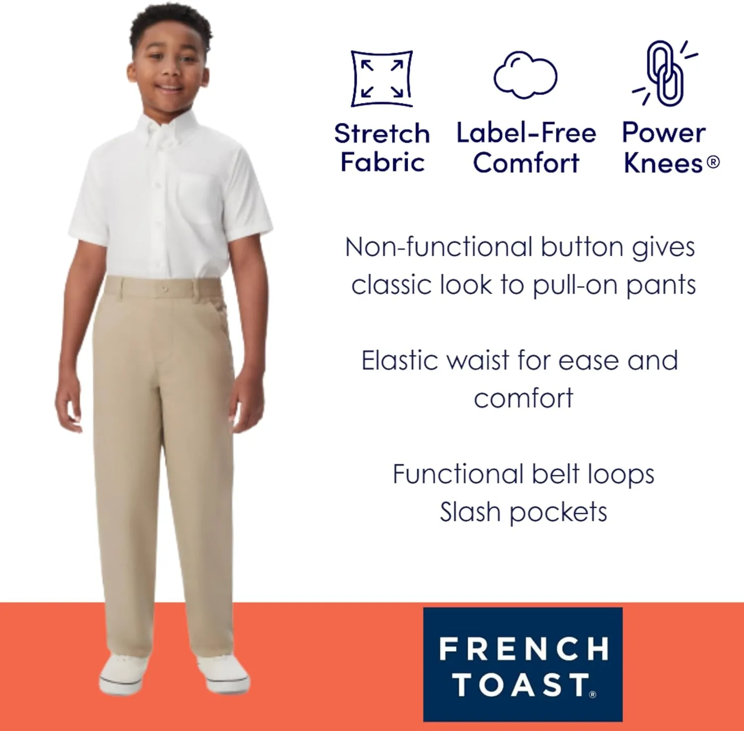 French Toast Boys' Pull-on Relaxed Fit School Uniform Pant (Standard & Husky)