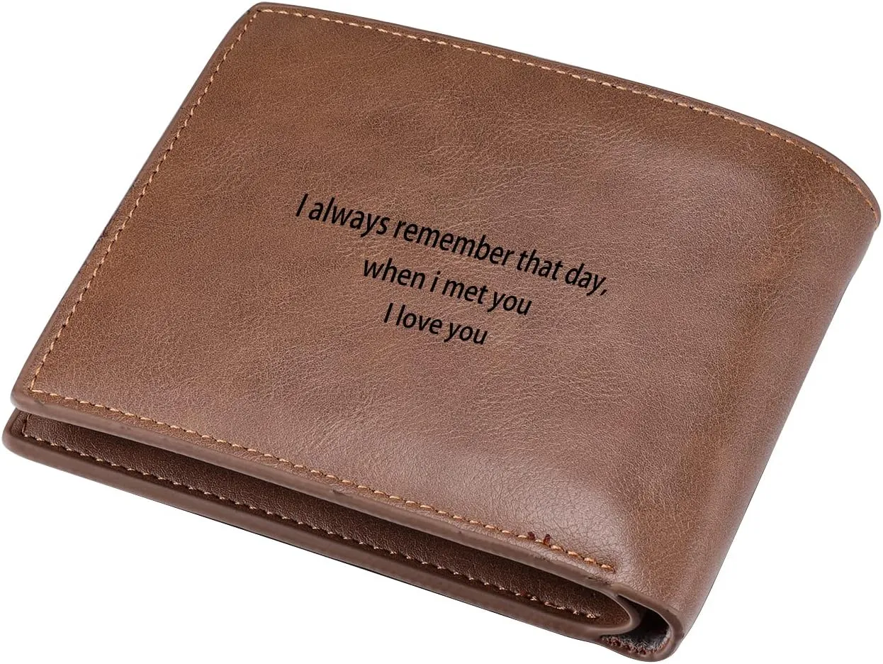 Lovejewelry Personalized Custom Picture Wallets for Men Engraved Leather Photo Wallet for Father Boyfriend (Style 4)