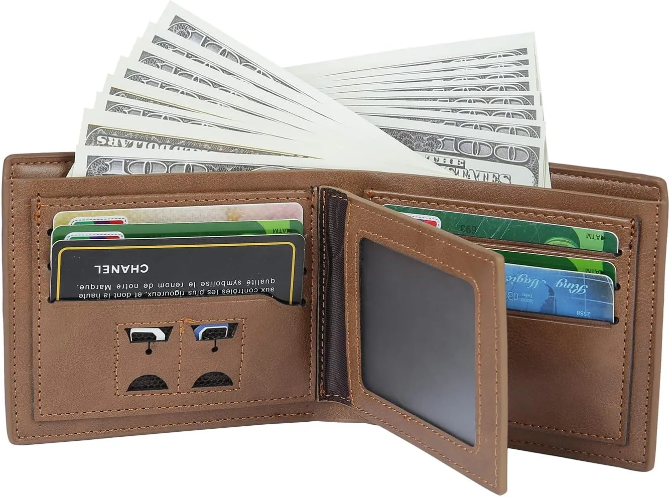 Lovejewelry Personalized Custom Picture Wallets for Men Engraved Leather Photo Wallet for Father Boyfriend (Style 4)