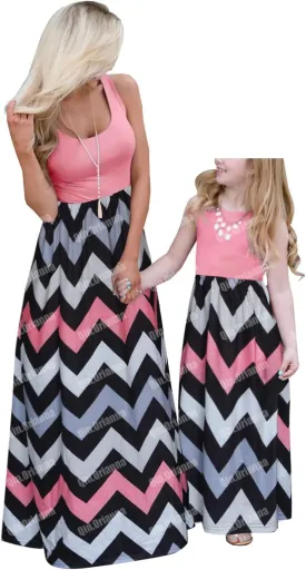 Mommy and Me Boho Floral Family Matching Maxi Dress with Pocket for Mother's Day