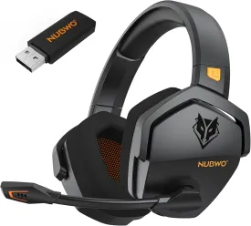 NUBWO G06 Dual Wireless Gaming Headset with Microphone for PS5, PS4, PC - 23ms Low Latency Audio - 100-Hour of Playtime - 50mm Drivers (Black-Orange)