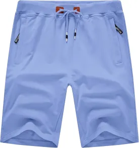 QPNGRP Mens Shorts Casual Drawstring Zipper Pockets Elastic Waist