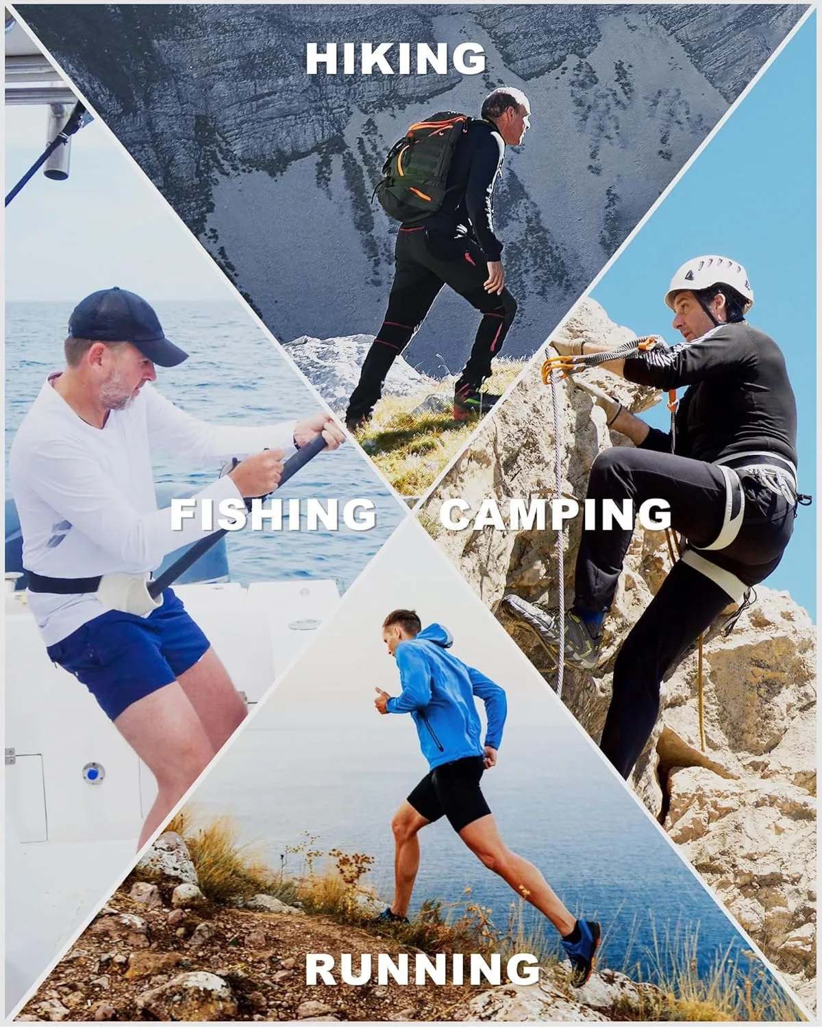 Runhit Fishing Shirts for Men Hoodie Sun Shirt UPF 50  Long Sleeve UV Protection SPF Rash Guard Running Hiking Workout