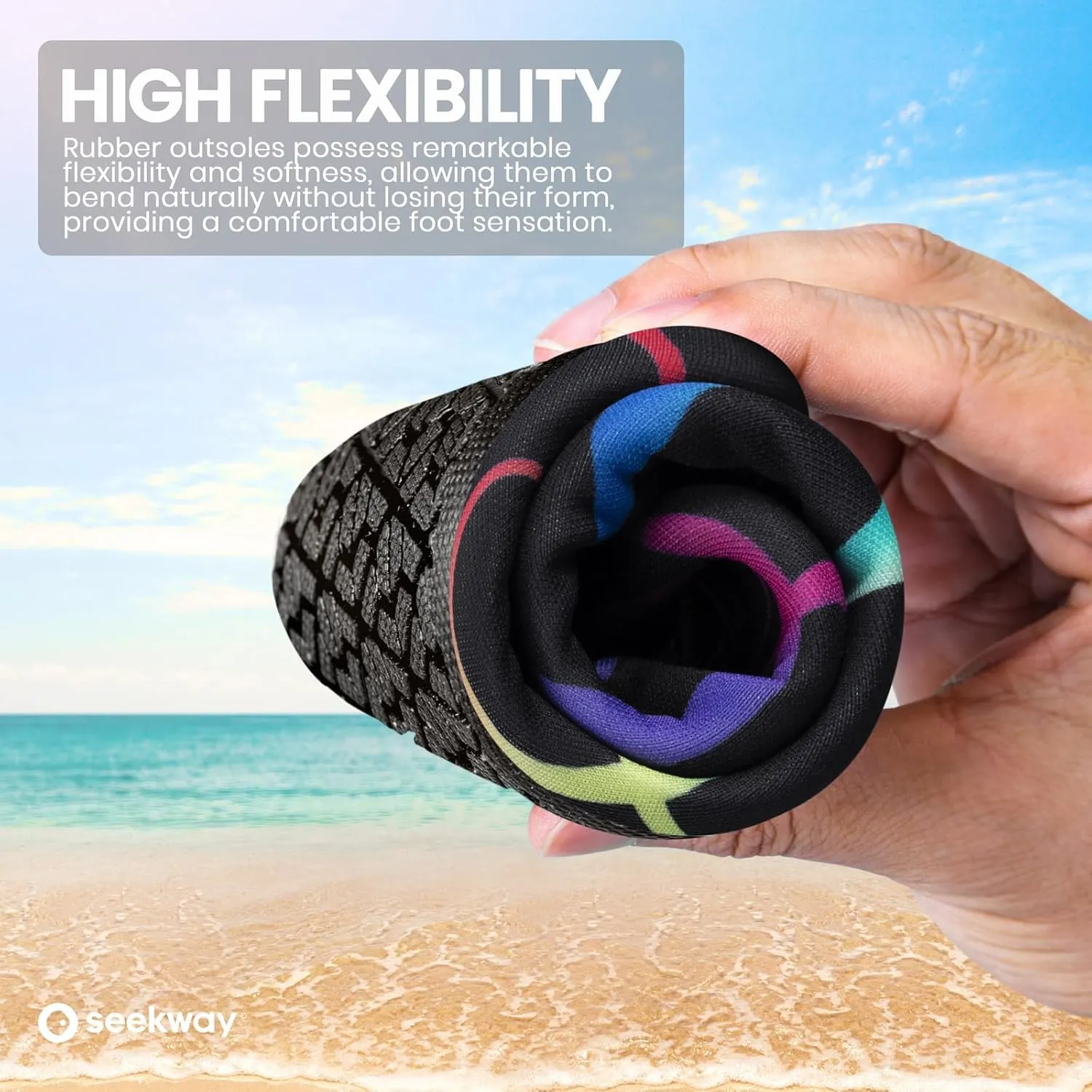 SEEKWAY Water Shoes Women Men Adult Quick-Dry Aqua Socks Barefoot Non Slip for Beach Swim River Pool Lake surf Black SK002(U)