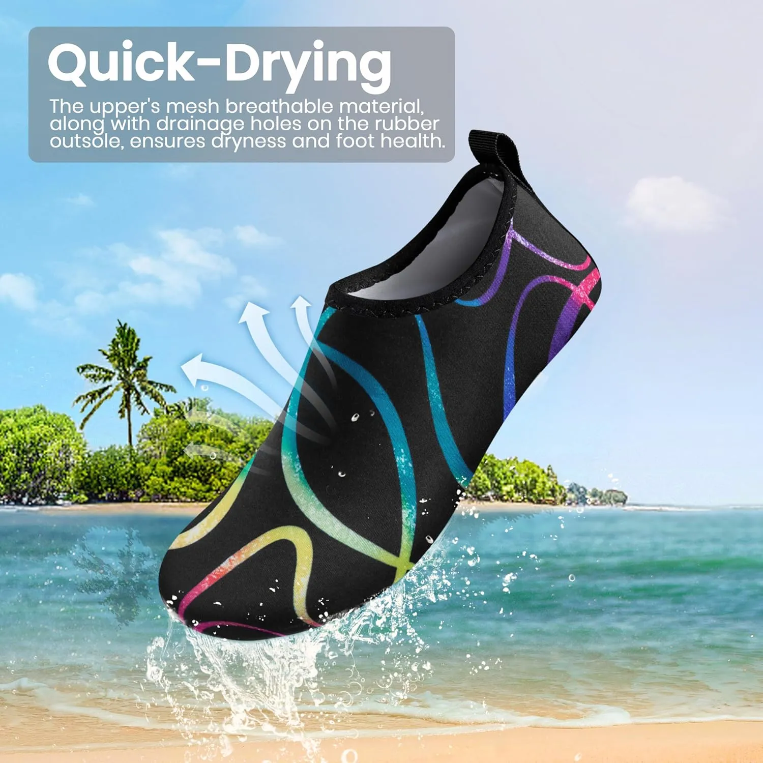SEEKWAY Water Shoes Women Men Adult Quick-Dry Aqua Socks Barefoot Non Slip for Beach Swim River Pool Lake surf Black SK002(U)