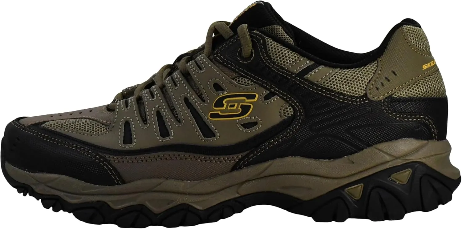 Skechers Men's Afterburn M. Fit Fashion Sneakers ?C Leather Upper, Memory Foam Insole, Rubber Outsole