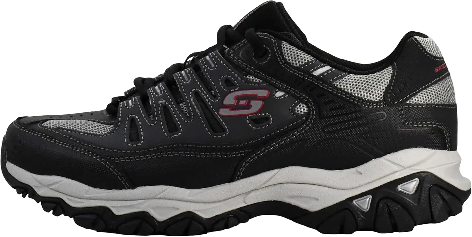 Skechers Men's Afterburn M. Fit Fashion Sneakers ?C Leather Upper, Memory Foam Insole, Rubber Outsole