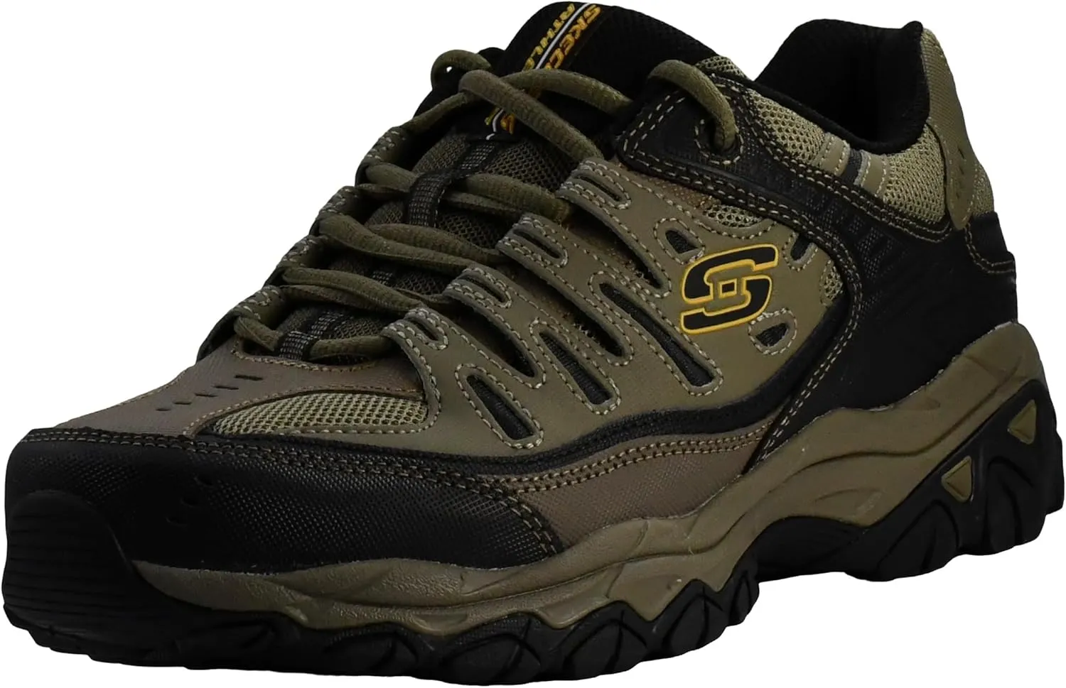 Skechers Men's Afterburn M. Fit Fashion Sneakers ?C Leather Upper, Memory Foam Insole, Rubber Outsole