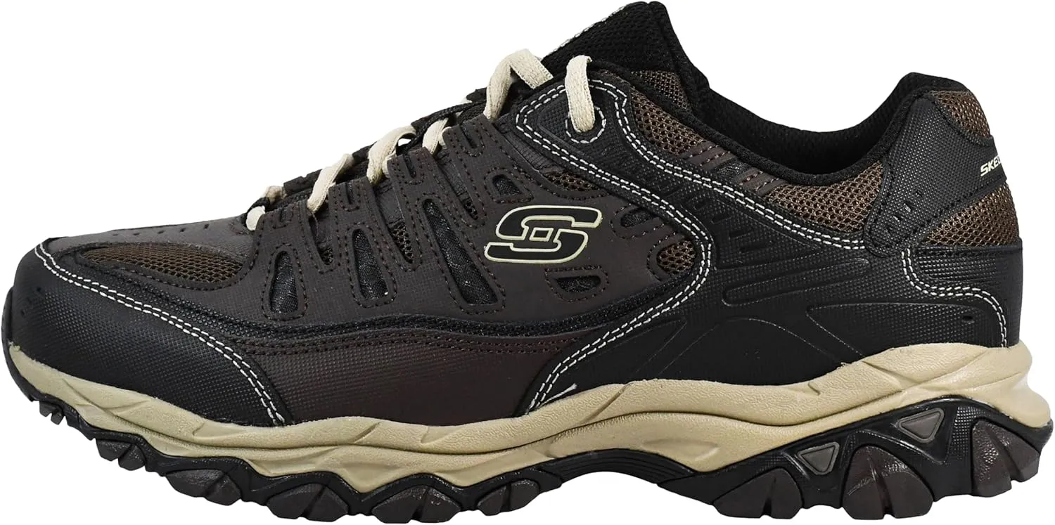 Skechers Men's Afterburn M. Fit Fashion Sneakers ?C Leather Upper, Memory Foam Insole, Rubber Outsole