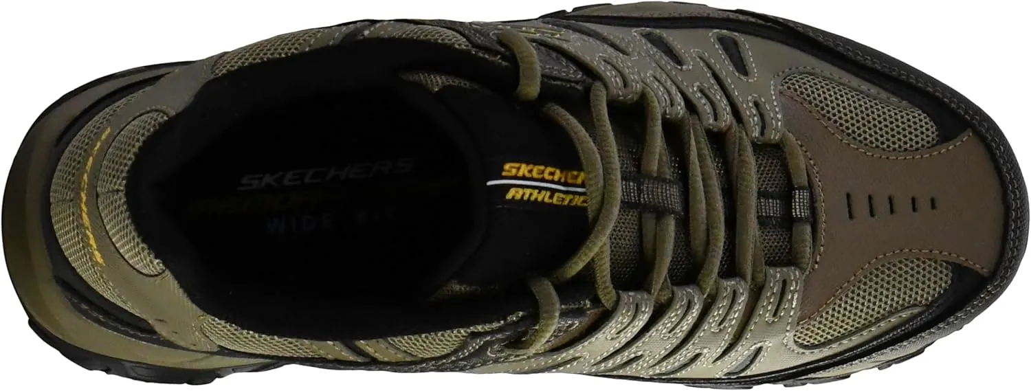 Skechers Men's Afterburn M. Fit Fashion Sneakers ?C Leather Upper, Memory Foam Insole, Rubber Outsole