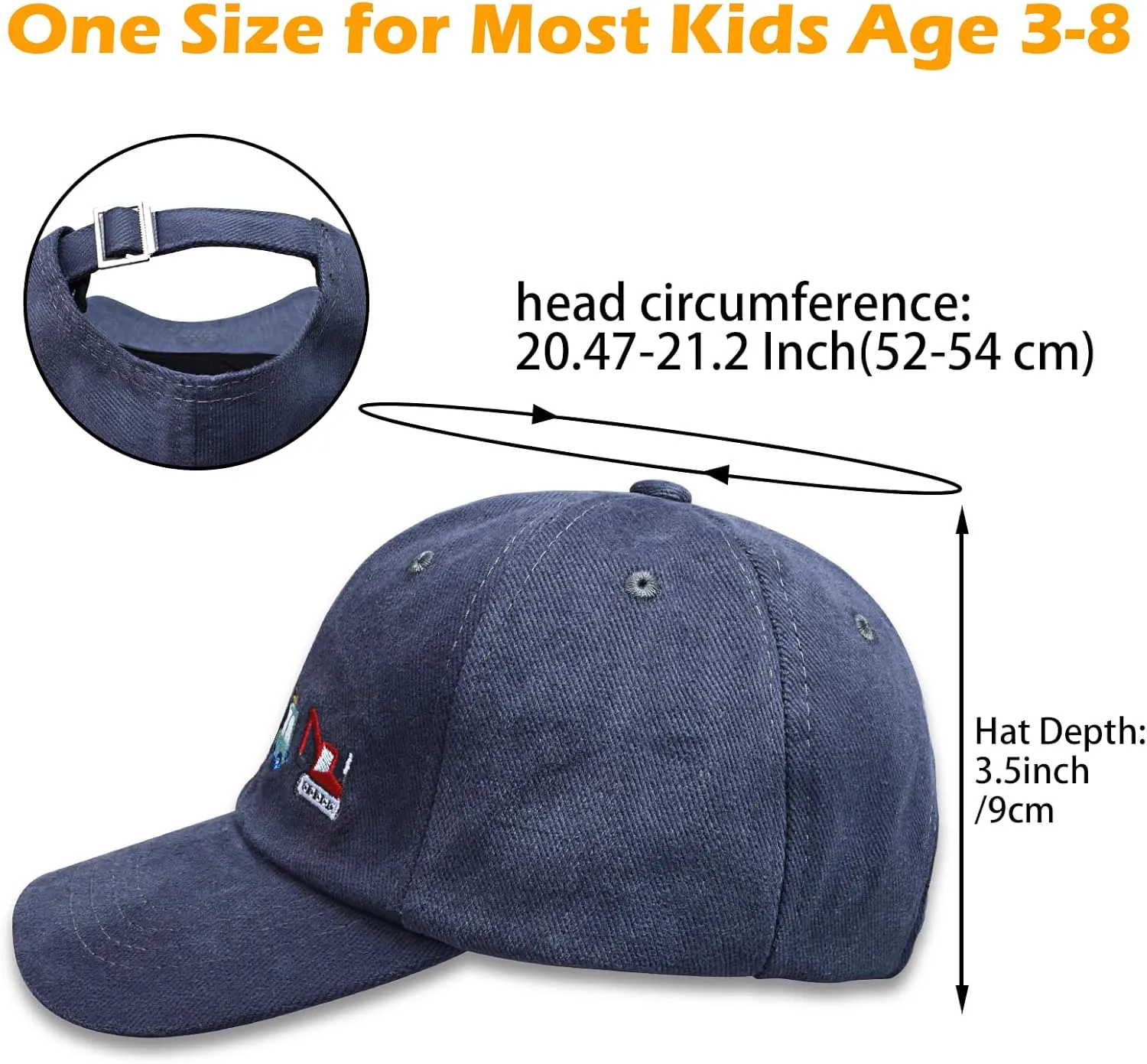 ZGDG Kids Boys Girls Baseball Cap Toddler Embroidery Car Trucker Hat Adjustable Washed Vintage Sun Fishing Hat for 3-8 Years